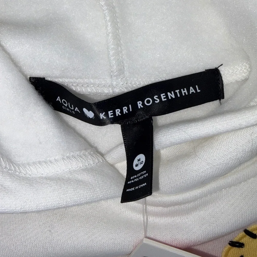 Aqua x Kerri Rosenthal Girls White Heart Patch Hoodie Sweatshirt M 9/10